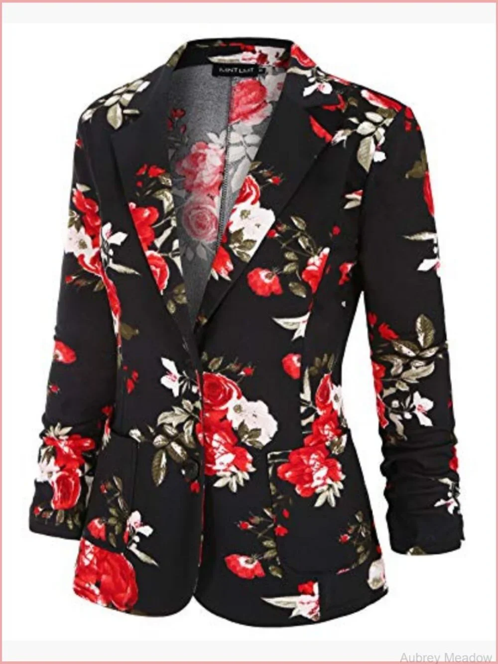 3/4 Ruched Sleeve Blazer Button Front Office Jacket Suit Pockets